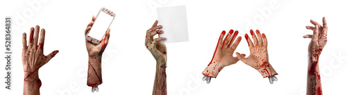 Set of hands covered with b...