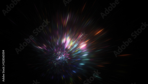 Abstract pink and blue fireworks. Fantastic holiday background. Digital fractal art. 3d rendering.