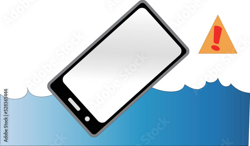 水没したスマホのイラスト