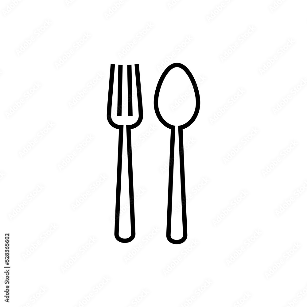 Simple Minimalist Fork and Spoon Vector Icon Simple Minimalist Fork and Spoon Vector Icon