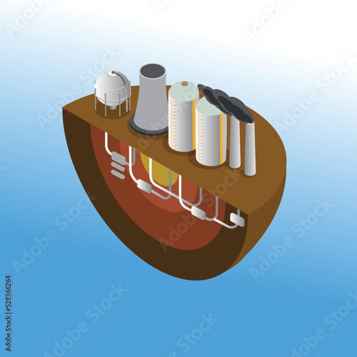 Plant with underground pipes isometric 3d flat vector illustration concept for banner, website, landing page, ads, flyer template, etc