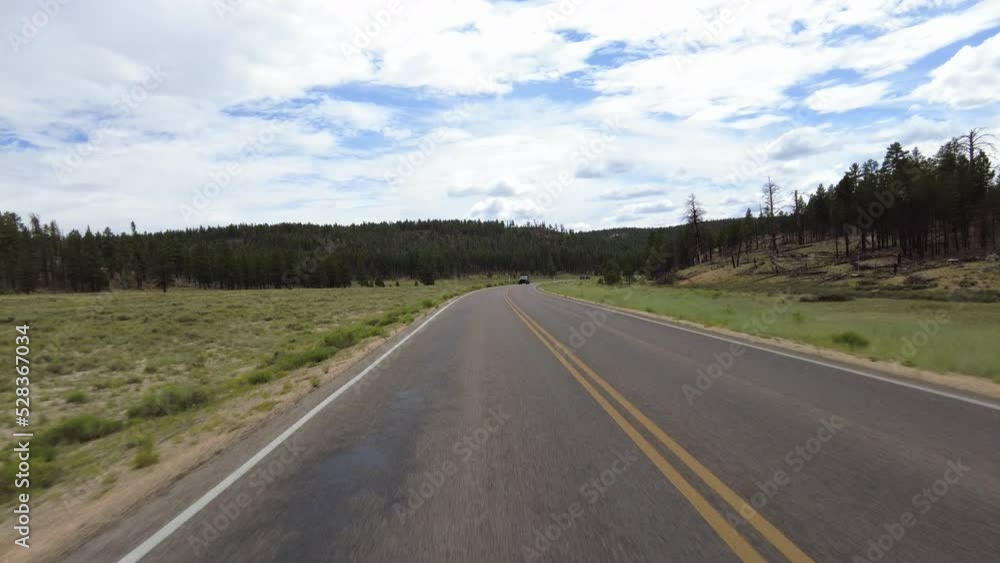 Driving Plate Bryce Canyon Scenic Drive Northbound Multicam Set 29 Rear View Prairie Utah Southwest USA Driving Plate Bryce Canyon Scenic Drive Northbound Multicam Set 29 Rear View Prairie Utah Southwest USA