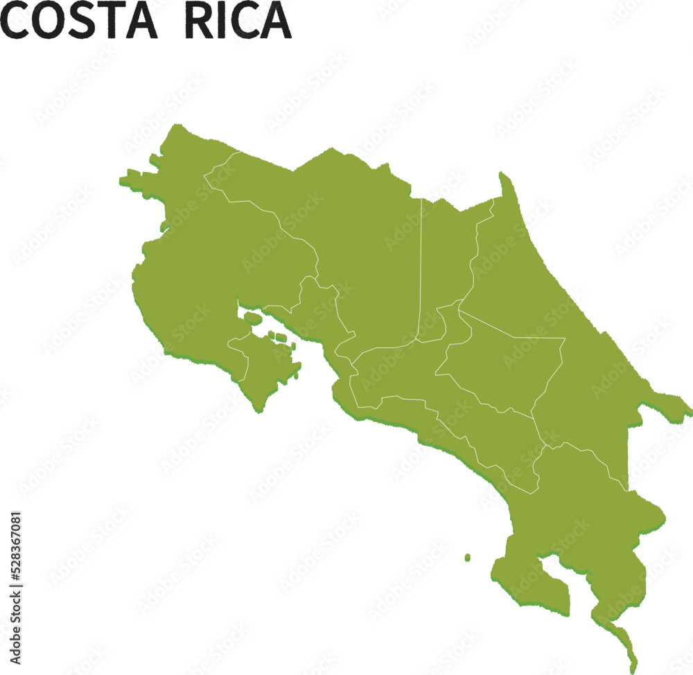 コスタリカ/COSTARICAの地域区分イラスト