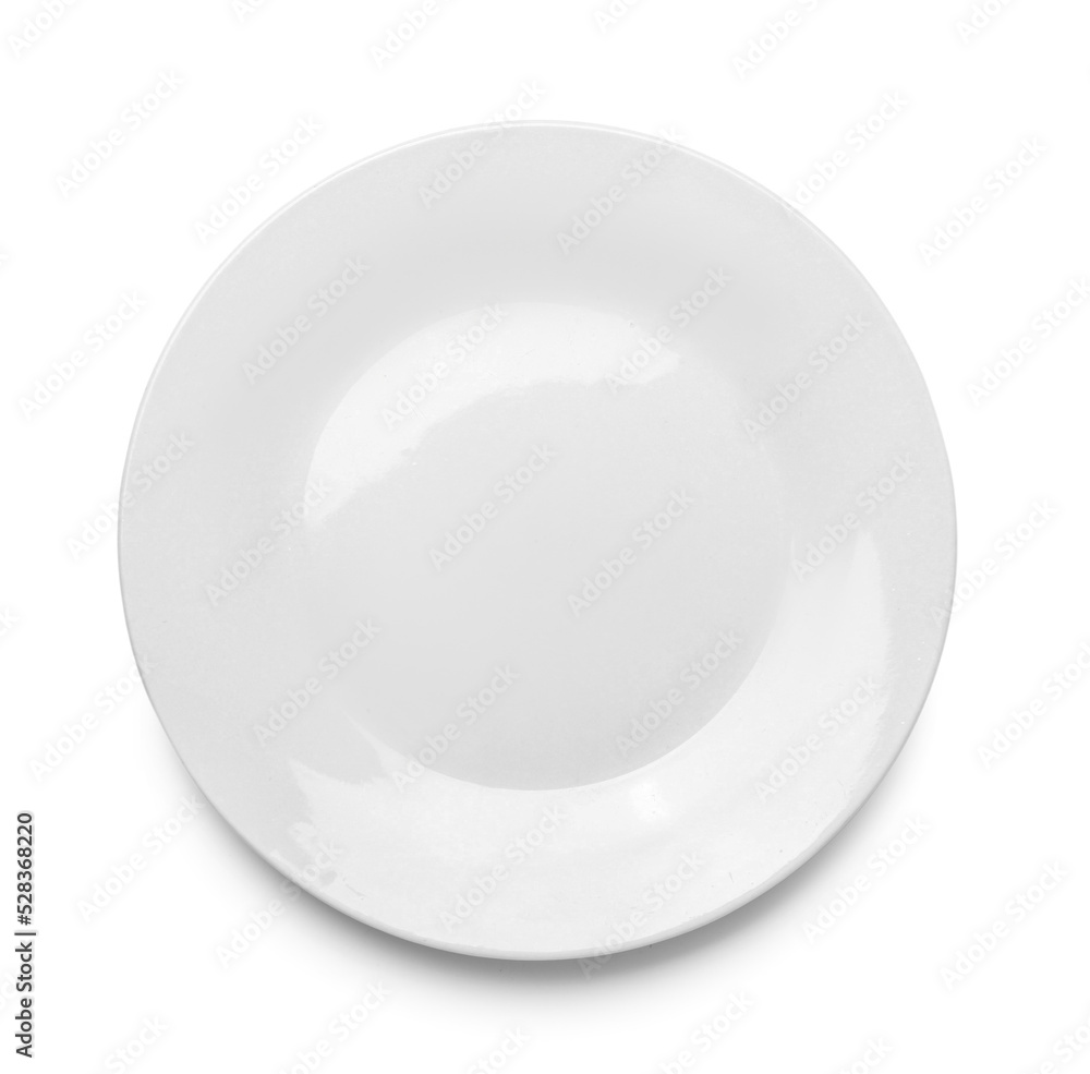 Empty ceramic plate isolated on white, top view Empty ceramic plate isolated on white, top view