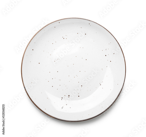 Schilderij op canvas Empty ceramic plate isolated on white, top view