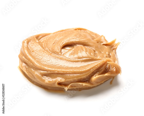 Sample of nut butter on white background