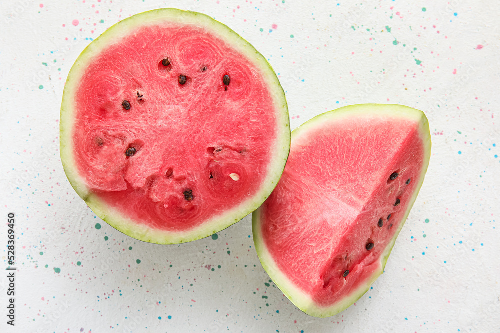 Cut ripe watermelon on light background Cut ripe watermelon on light background