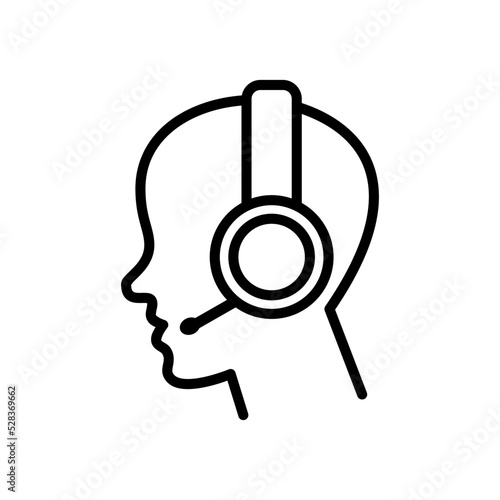 Customer Service, Side Face With Headphone Icon Vector Illustration
