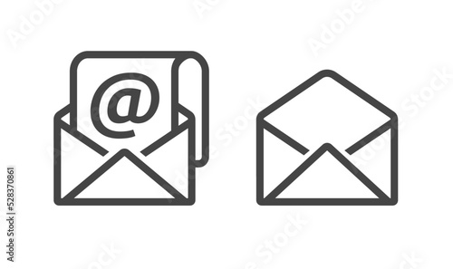 Email mail envelope icon line outline stroke art isolated on white background illustration, open newsletter empty concept graphic object image