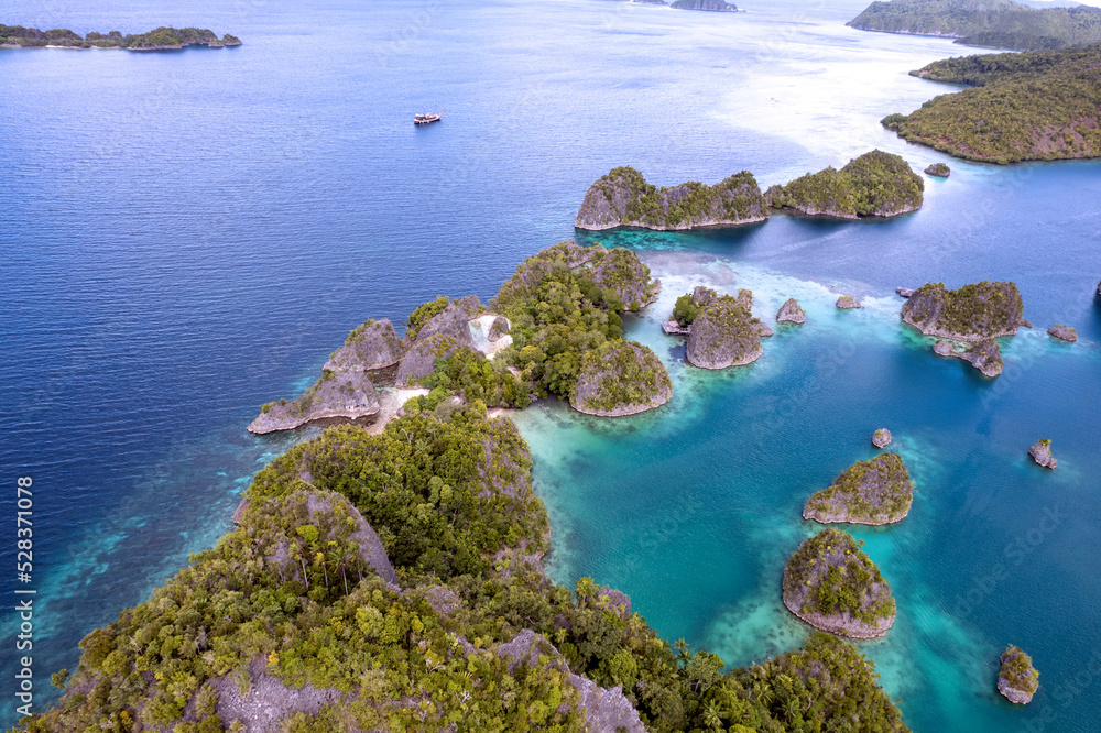 Aerial view of Fam Islands, Raja Ampat Indonesia.