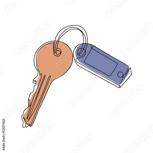 Keys linear icon Continuous line drawing. Fashion minimalist illustration. One line drawing. Vector illustration.