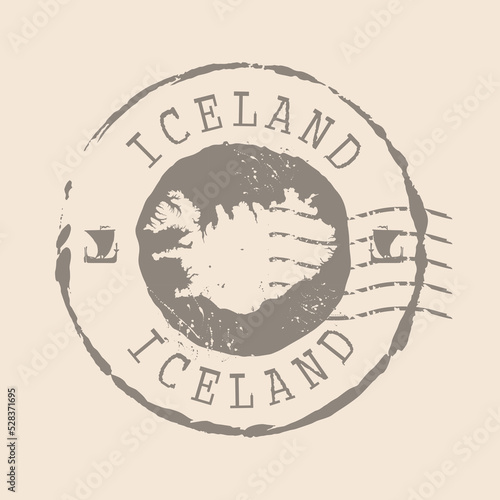 Stamp Postal of Iceland. Map Silhouette rubber Seal.  Design Retro Travel. Seal of Map Iceland grunge  for your design.  EPS10