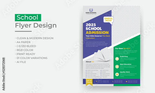 School flyer design, kids education flyer, 2023 school admission leaflet brochure design, abstract background