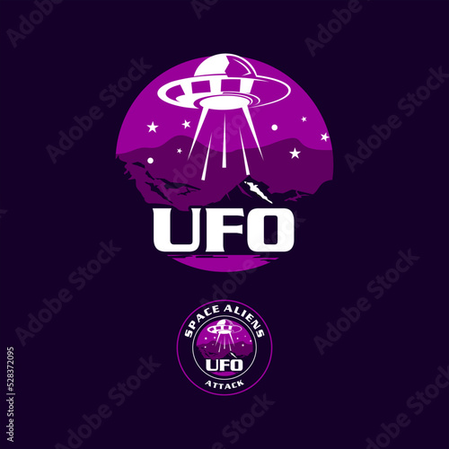 colorful alien spaceship ufo flat illustration design