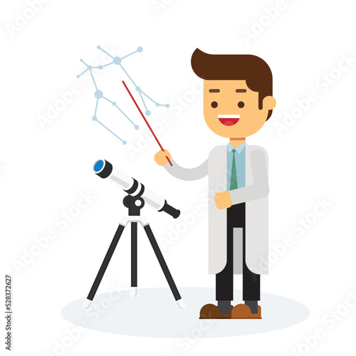 Astronomer looking through telescope