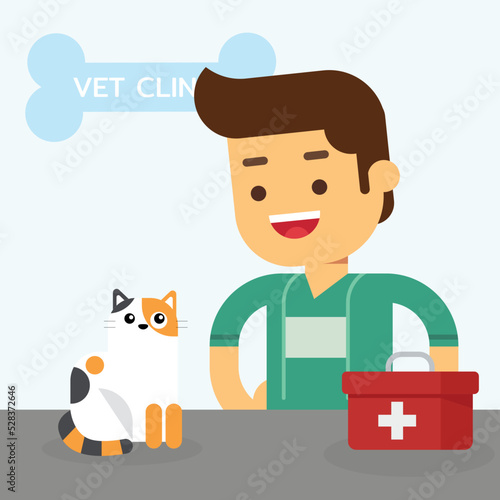 Veterinarian Doctor Surrounded With Pets