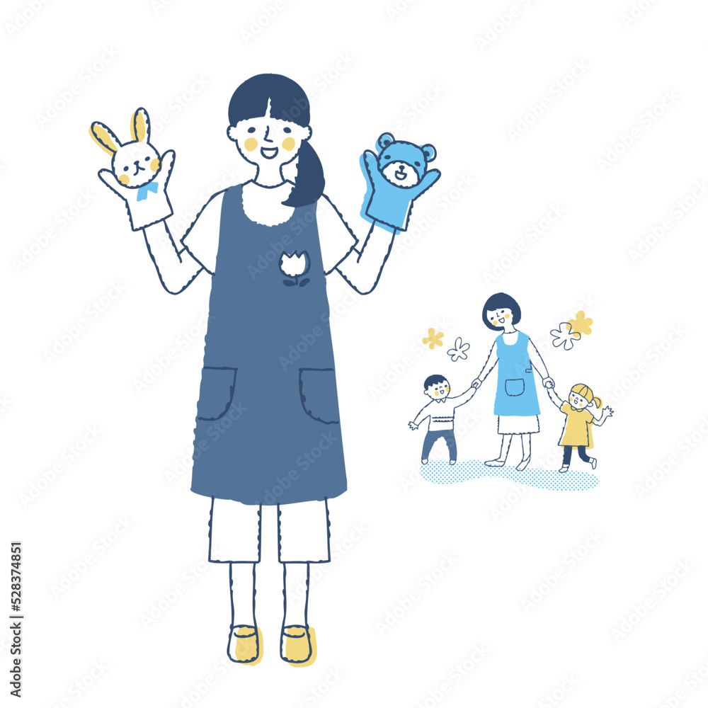 保育士の女性と保育園 保育士の女性と保育園