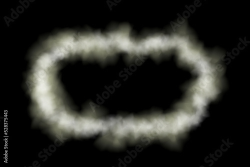 Smoke rounded rectangle. Isolated on black background. Vector illustration.