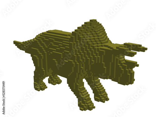 Triceratops from cubes. Vox...