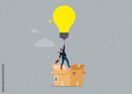 Think outside the box. Business idea solution, Development of ideas. Vector illustration.