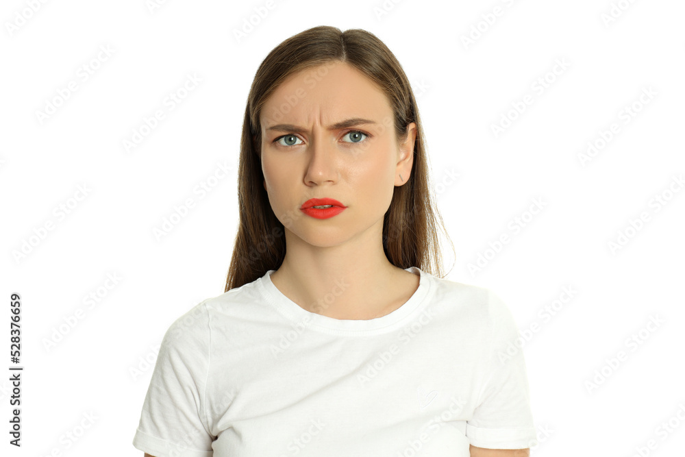 Concept of people, young woman isolated on white background Concept of people, young woman isolated on white background