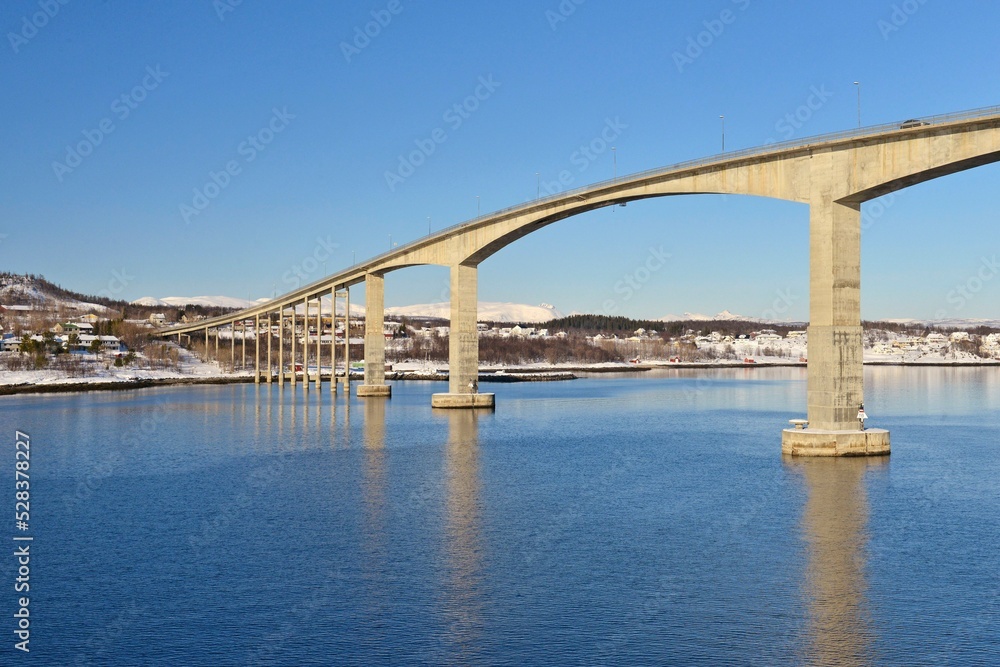 Bridge from concrete, Gisund, Finsness, Troms, Norway, Europe Bridge from concrete, Gisund, Finsness, Troms, Norway, Europe