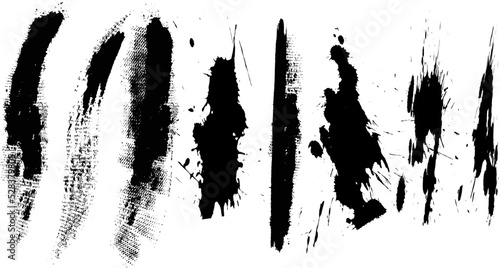 Set of Hand Drawn Grunge Brush Smears, Hand Drawn Grunge Brush vector, Black vector brush strokes collection. Black paint spots vector set 