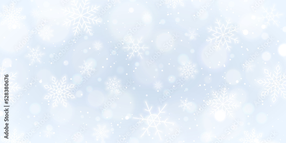 雪の結晶が降る冬のベクターイラスト背景(xmas,snowflake,snowcrystal,holiday,art,winter)