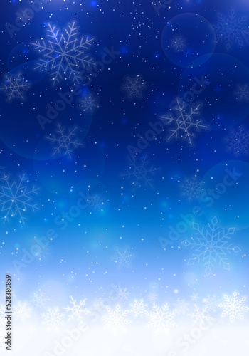 雪の結晶が降る冬の夜空のベクターイラスト背景(xmas,snowflake,snowcrystal,holiday,art)