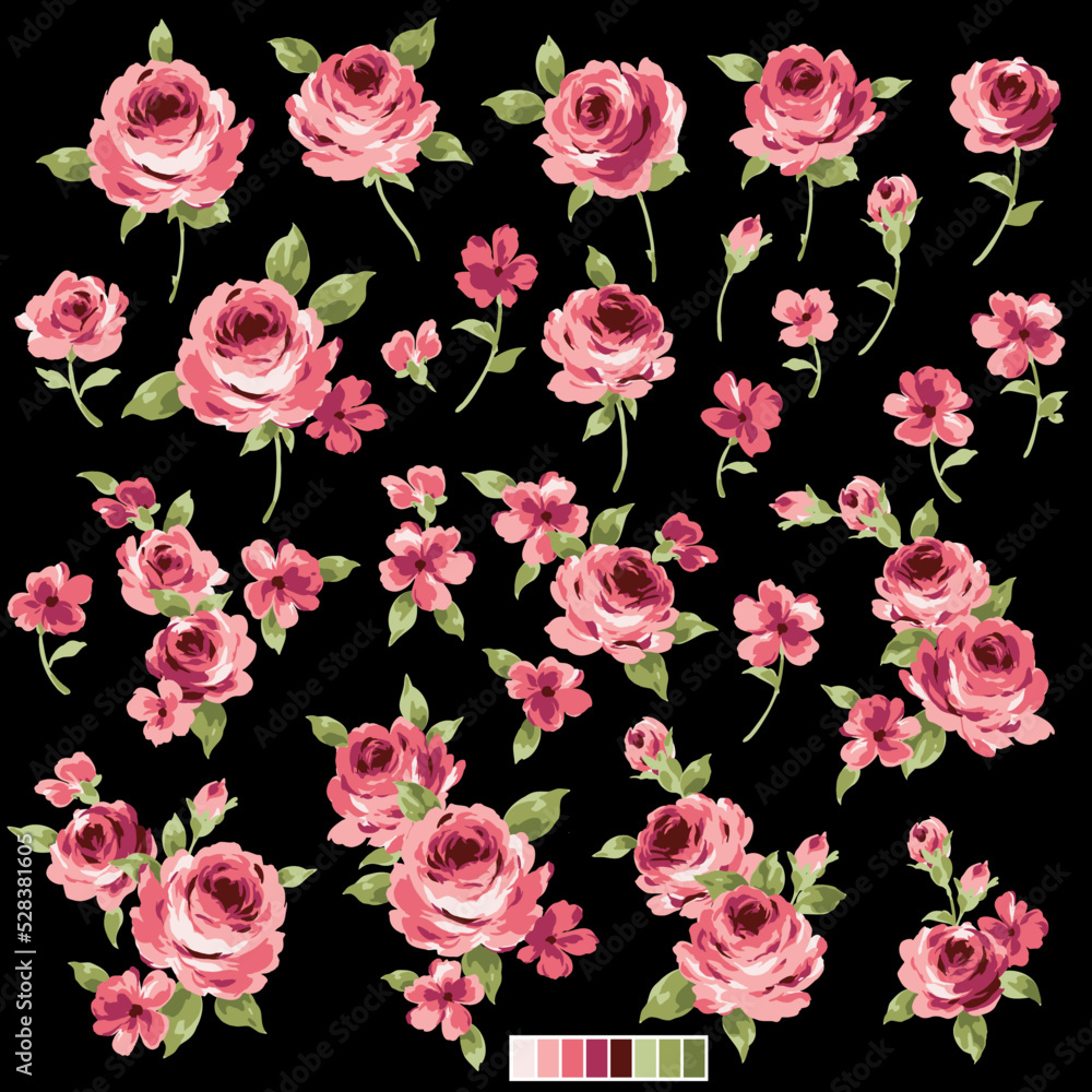 Beautiful flower illustration material collection,