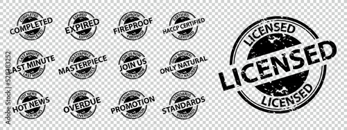 Rubber Stamp Seal Set - Different Business Vector Illustrations Isolated On Transparent Background