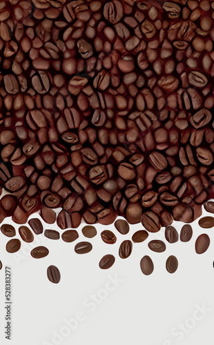 Closeup of the coffee beans vector illustration