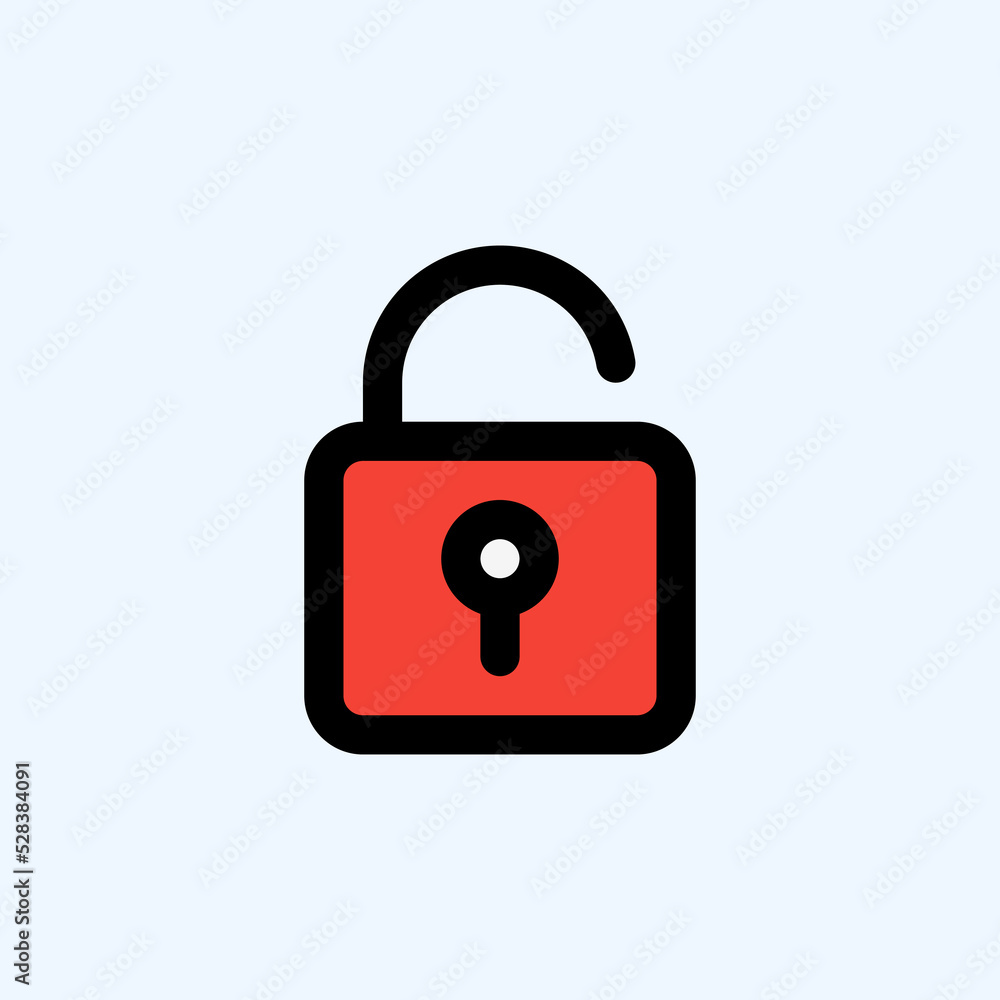 Unlock icon in filled line style about user interface, use for website mobile app presentation Unlock icon in filled line style about user interface, use for website mobile app presentation