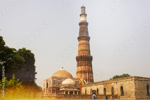 Wall art sculpture in Qutub Minar. Sculpture mural on Sandstone in qutub minar, Delhi, India. 