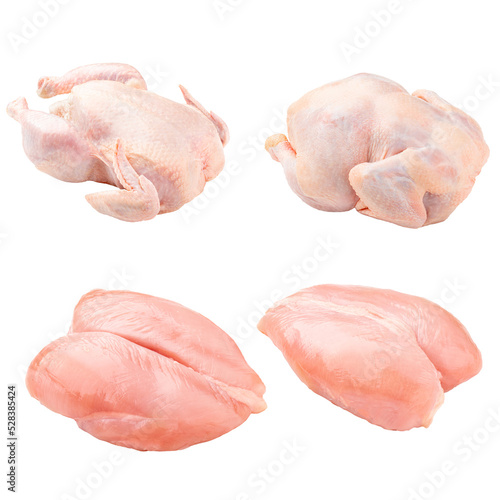 png Isolated whole raw chicken and breasts