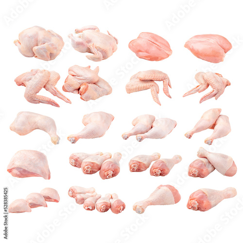 whole raw chicken parts collage png photo