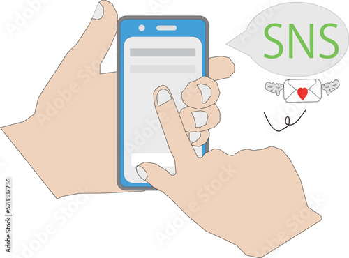 SNSでメールの送信をする人物