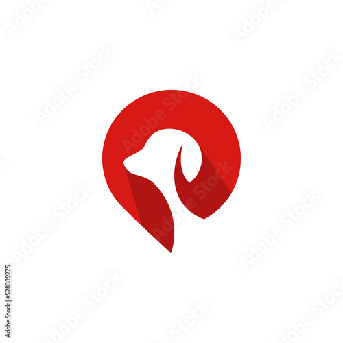 Map Point Combination With Dog,Elegant Minimalist Style Logo Design