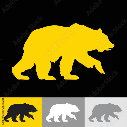 Yellow Illustration of wild bear