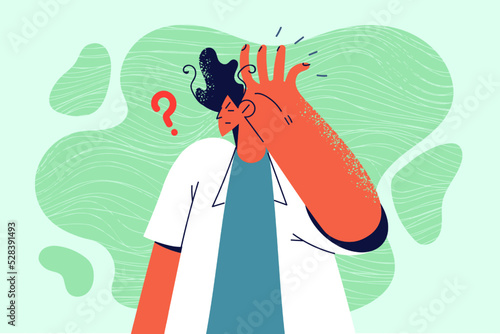 Young man listening gossip make hand gesture