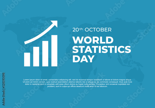 World statistics day background with earth map and graphics on october 20th.