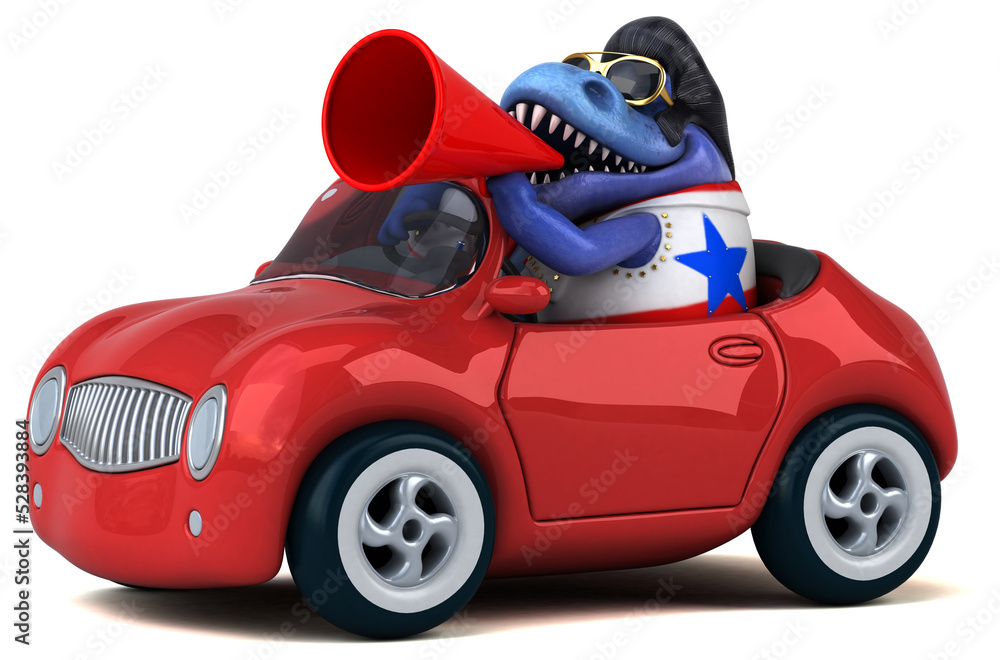 Fun 3D cartoon illustration of a Trex rocker Fun 3D cartoon illustration of a Trex rocker