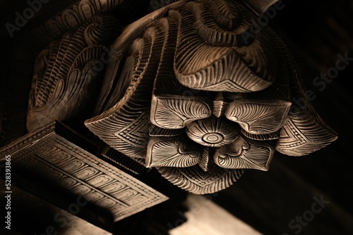 Photography Traditional Wood Carvings of Embekka Devalaya