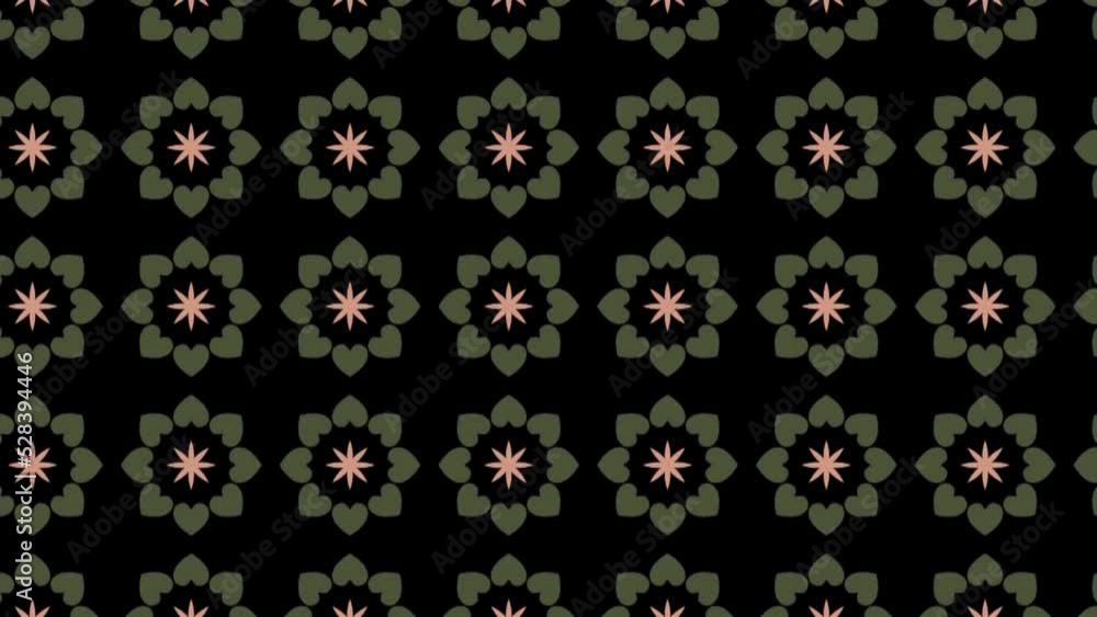 Seamless tile pattern animation with floral signs. Panning Seamless tile pattern animation with floral signs. Panning