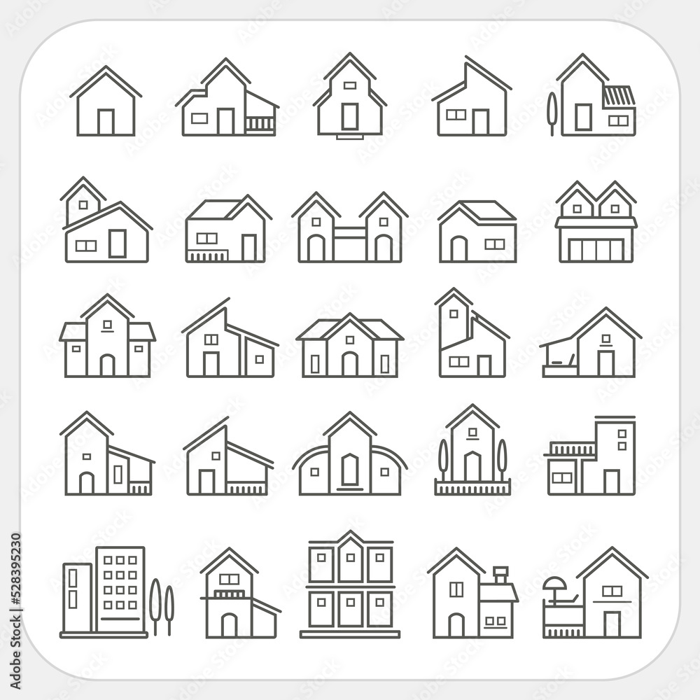 Houses icons set, Real estate, Line icon, EPS10