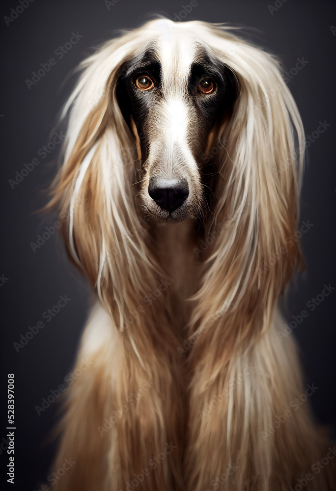 Portrait of Afghan hound dog Portrait of Afghan hound dog