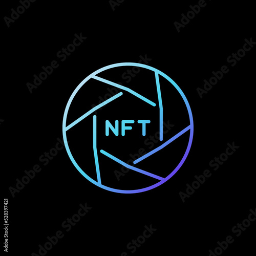 Shutter with NFT outline vector concept blue icon or sign © tentacula