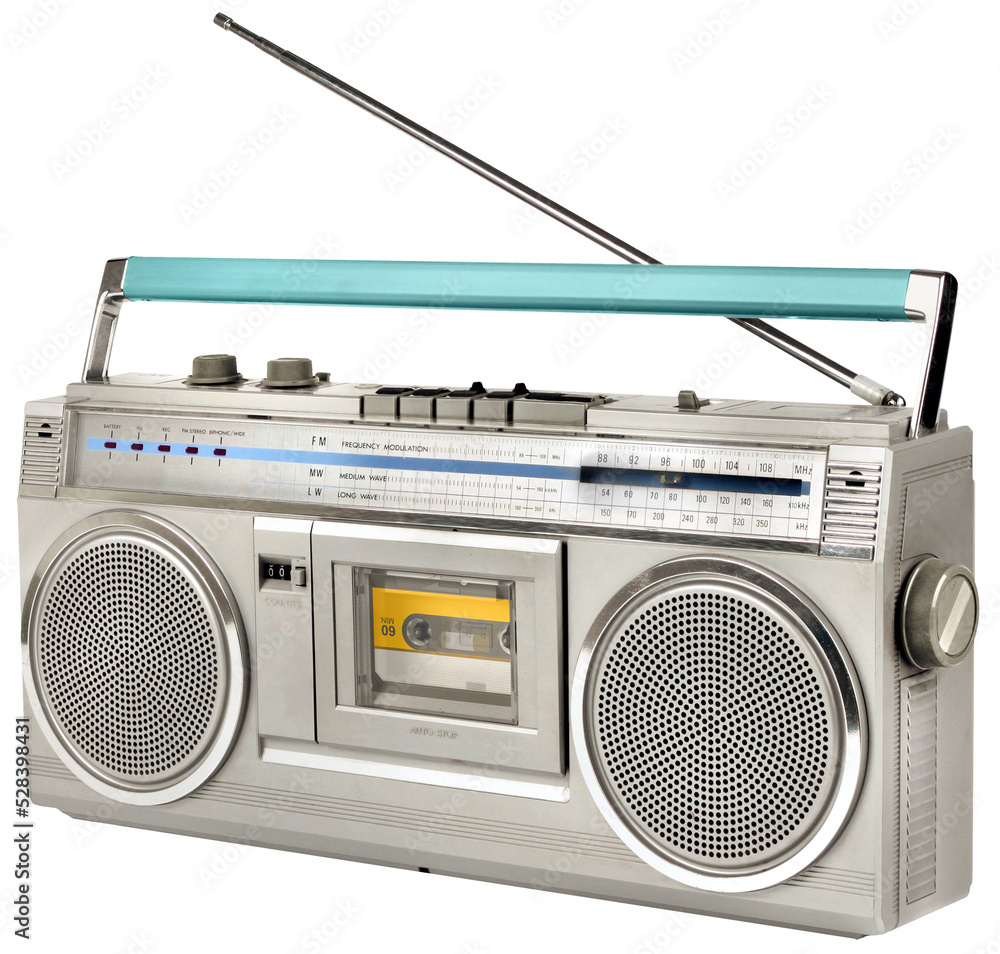 Eighties vintage radio cassette player - obrazy, fototapety, plakaty 