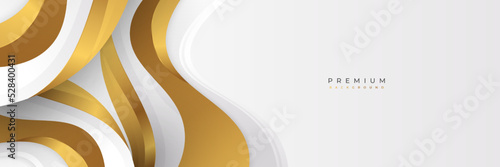 Luxury White and Gold Background with Golden Lines and Paper Cut Style. Premium Gray and Gold Background for Award, Nomination, Ceremony, Formal Invitation or Certificate Design