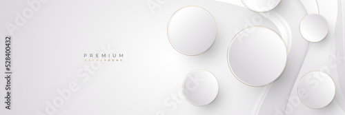 Luxury White and Gold Background with Golden Lines and Paper Cut Style. Premium Gray and Gold Background for Award, Nomination, Ceremony, Formal Invitation or Certificate Design